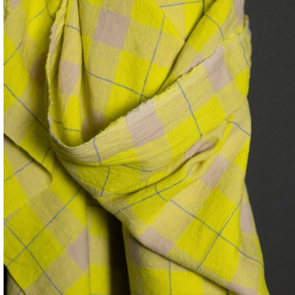 Merchant & Mills, European Laundered Linen, Balmy Eve, Bright Yellow plaid 1/4 yard