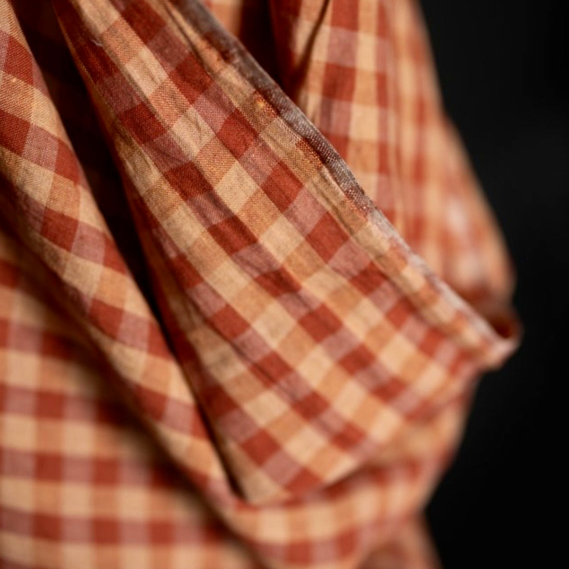 Merchant & Mills, European Laundered Linen, Butternut, Terracotta Gingham, 1/4 yard