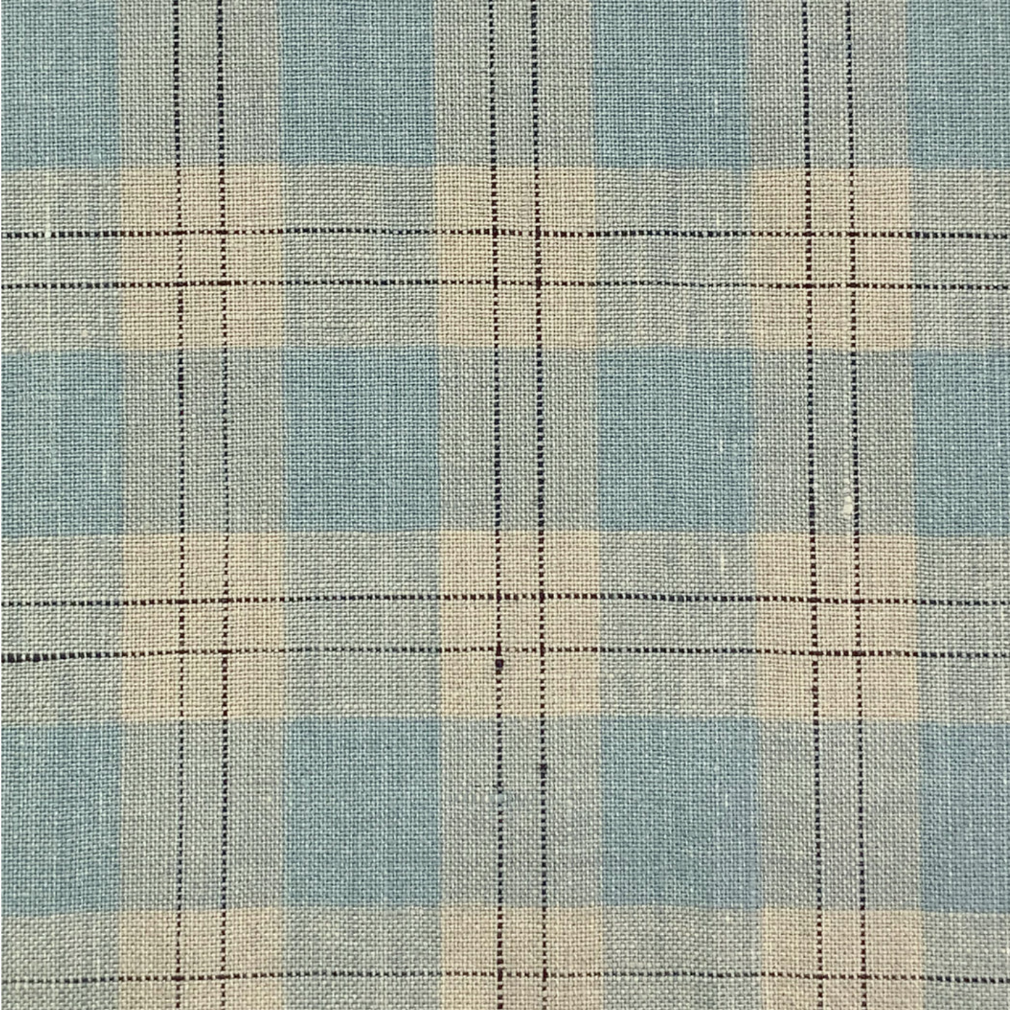 EU Linen, Wynne Blue and Natural Plaid Linen, 1/4 Yard