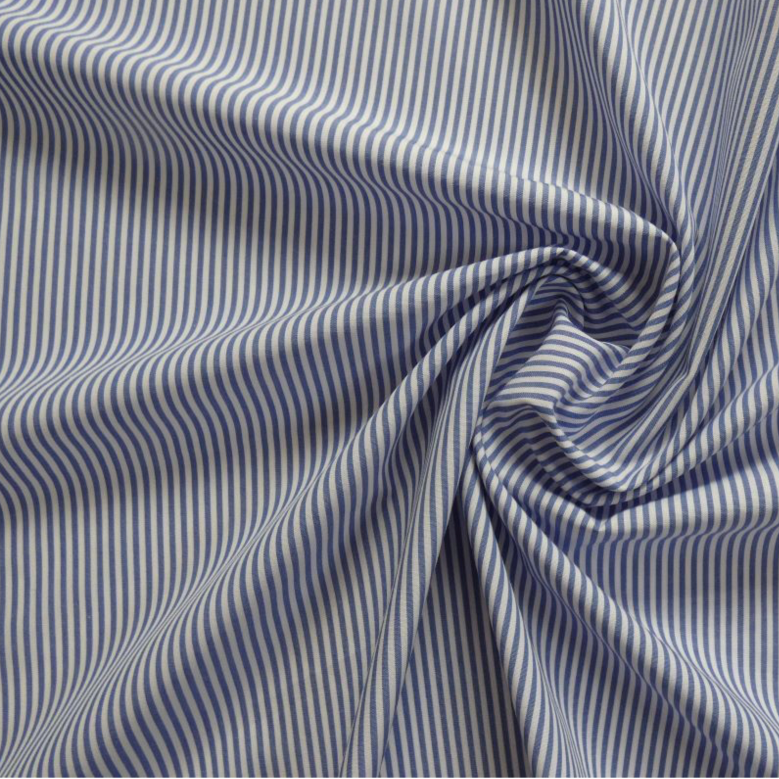 Designer Deadstock Blue and White Stripe Fine Cotton Shirting, 1/4 yard