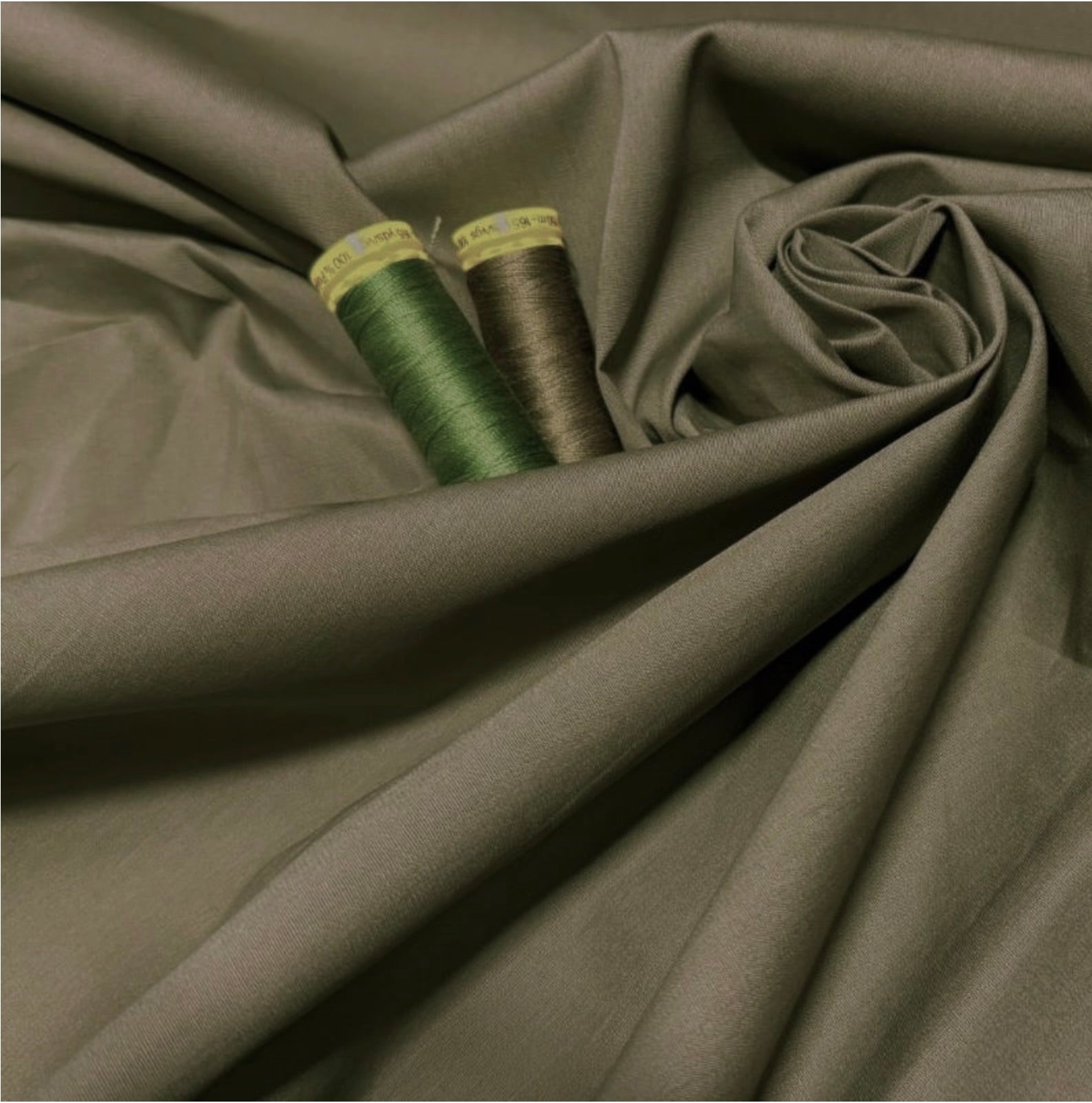 Designer Deadstock Fine Khaki Poplin 1/4 yard