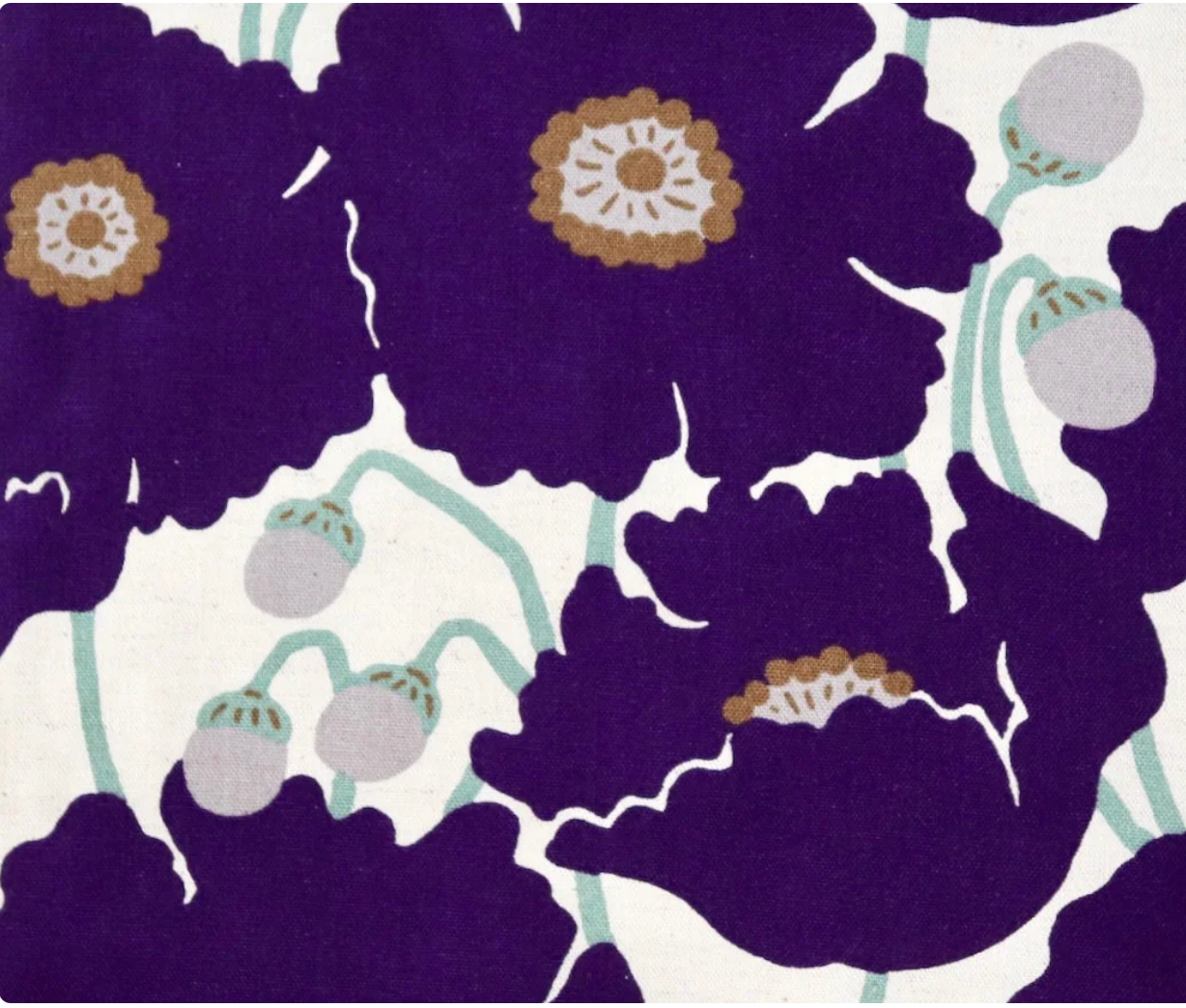 Big Purple Poppies, Japanese Canvas Cotton Flax Fabric, 1/4 yard