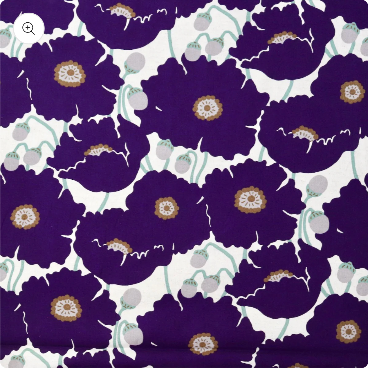 Big Purple Poppies, Japanese Canvas Cotton Flax Fabric, 1/4 yard