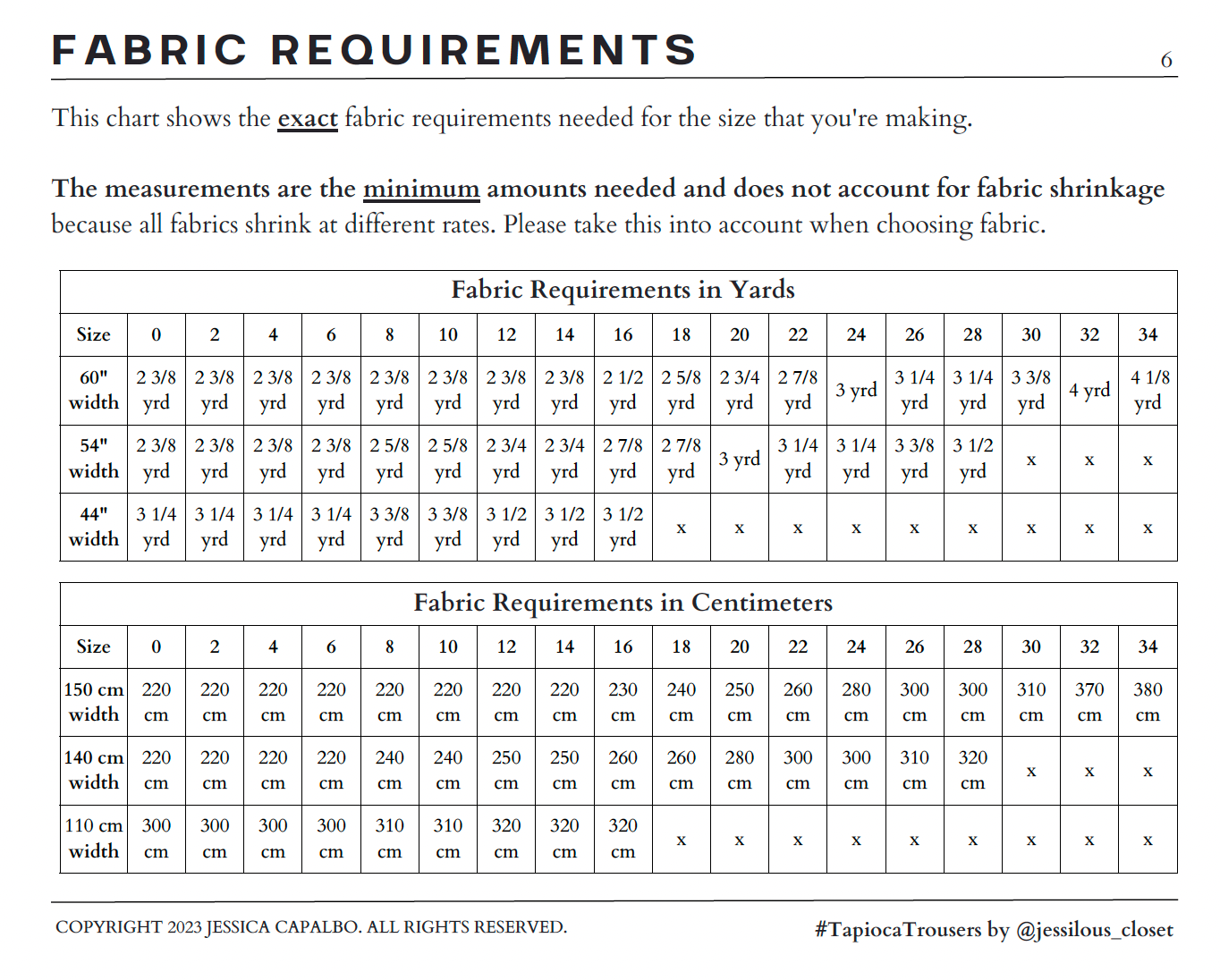 Jessilous Patterns, The Tapioca Trousers PDF Pattern