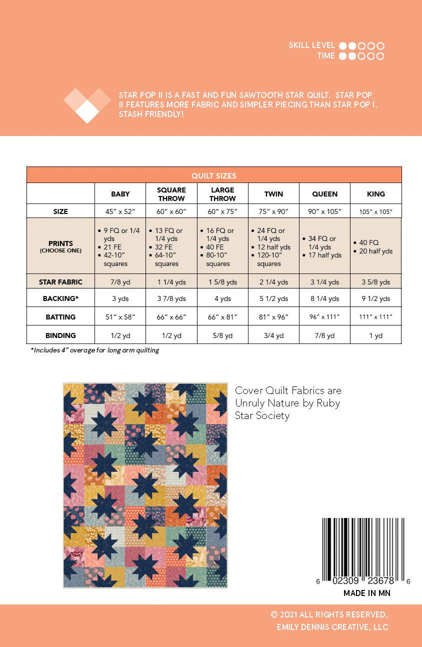 Quilty Love Star Pop II Printed Quilt Pattern