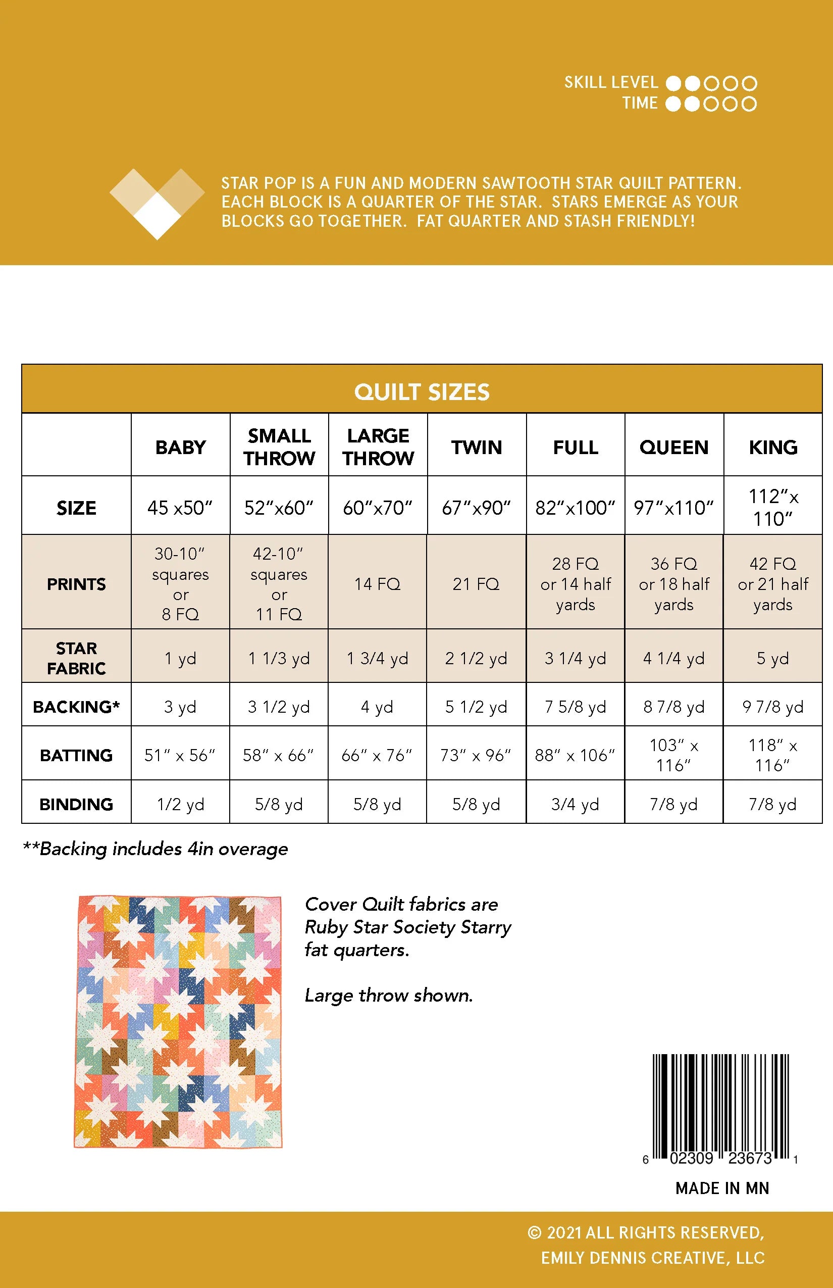 Quilty Love Star Pop Printed Quilt Pattern