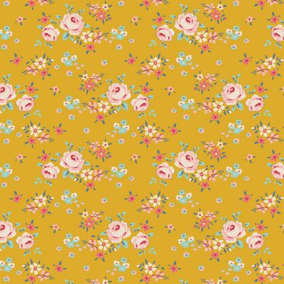 Tilda Creating Memories, Gracie Yellow, Cotton Fabric, 1/4 yard