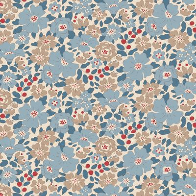 Tilda Creating Memories, Harper Blue, Cotton Fabric, 1/4 yard