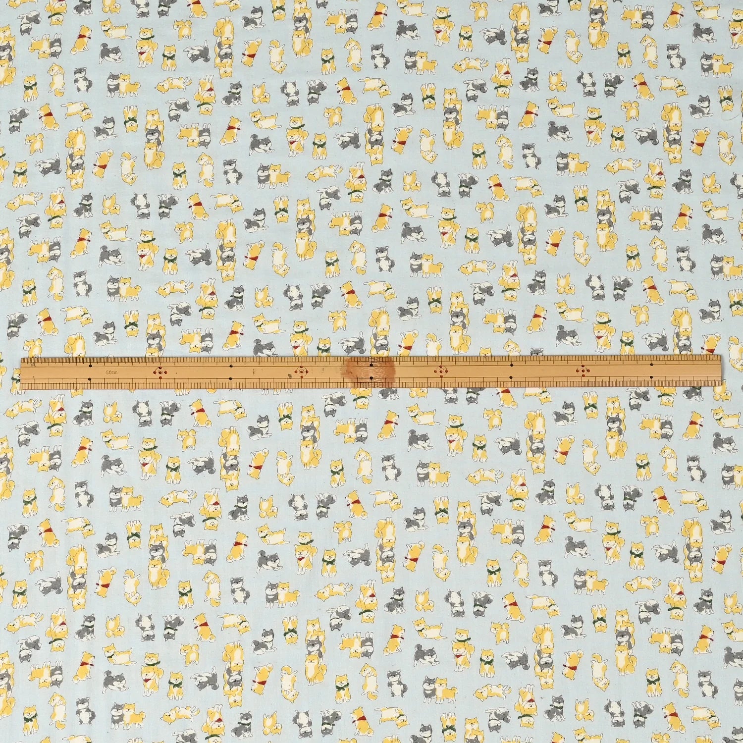 Kokka Shibas, Cotton Double Gauze Fabric, 1/4 yard