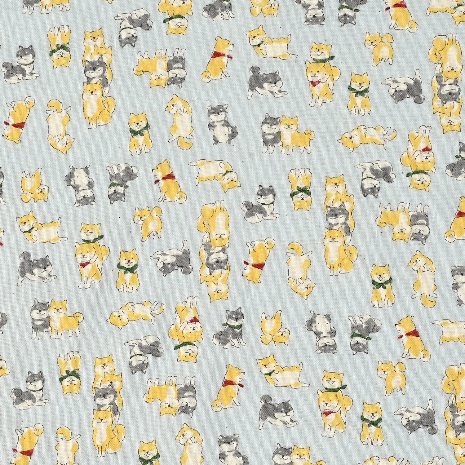 Kokka Shibas, Cotton Double Gauze Fabric, 1/4 yard