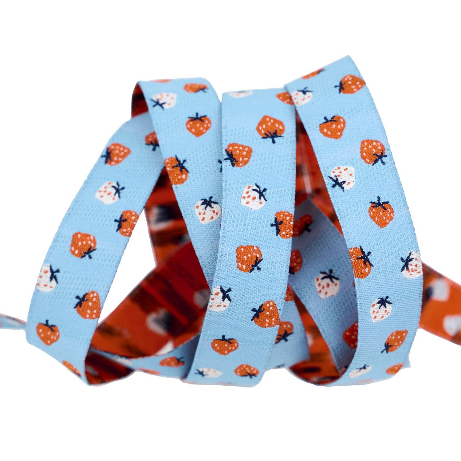 Ribbon, Strawberry Toss, Blue - 5/8" width - by Kimberly Kight, one yard
