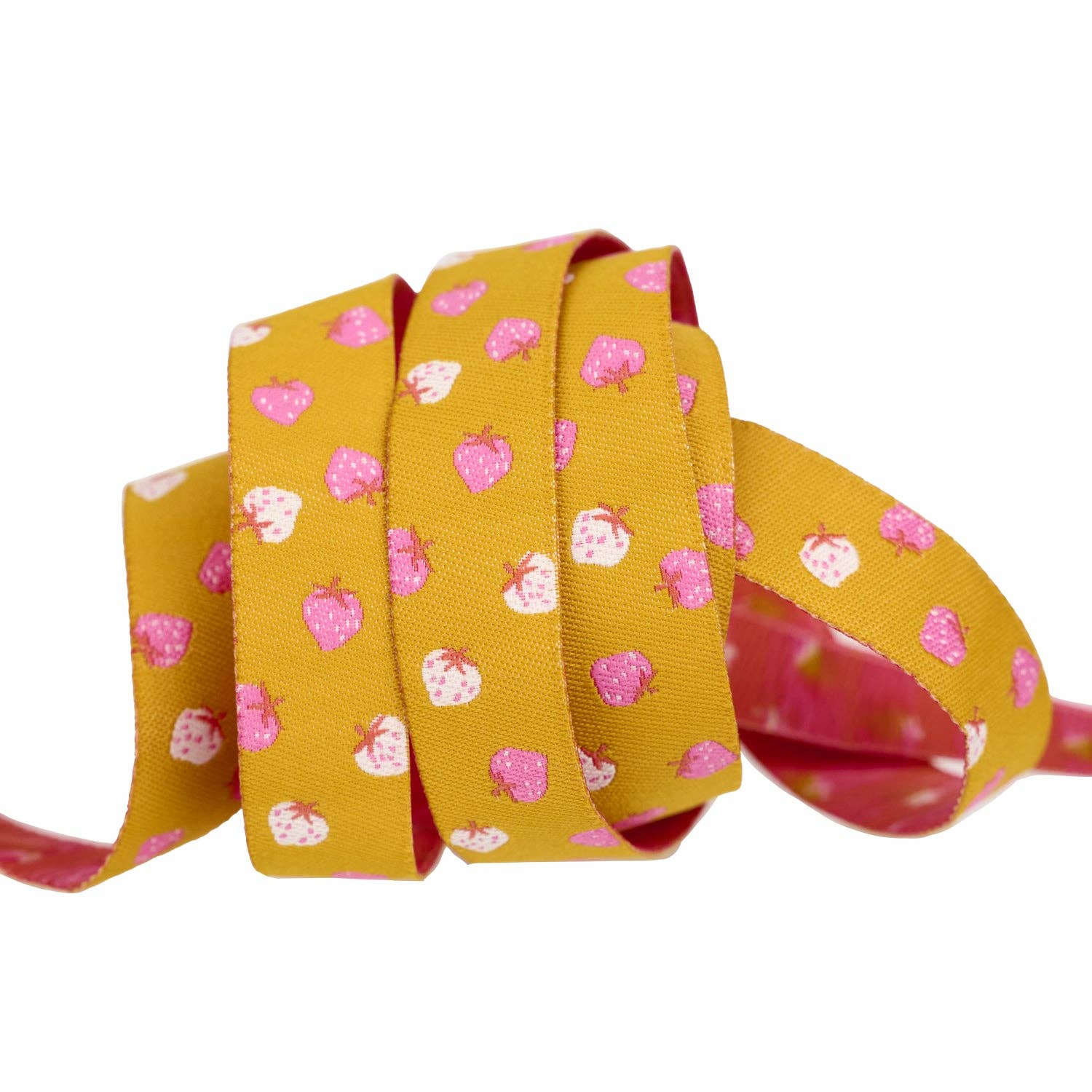 Ribbon, Strawberry Toss by Kimberly Kight in Goldenrod - 5/8" width, one yard
