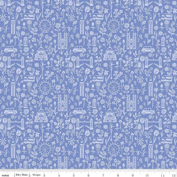 8822725, Liberty Lasenby Cotton, London Parks, City Sights, lavender, 2.5 yard bolt end