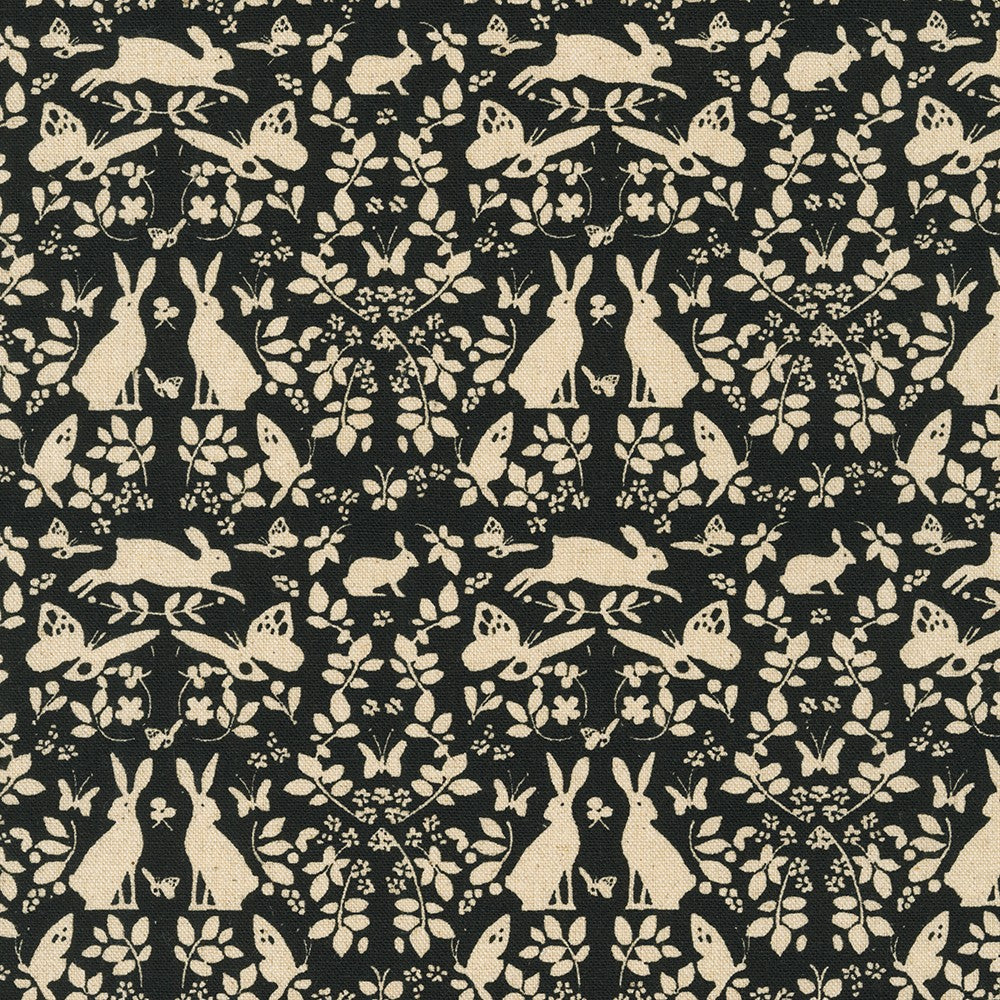 Sevenberry Rabbit Toile Cotton Flax Canvas, various colorways, 1/4 yard