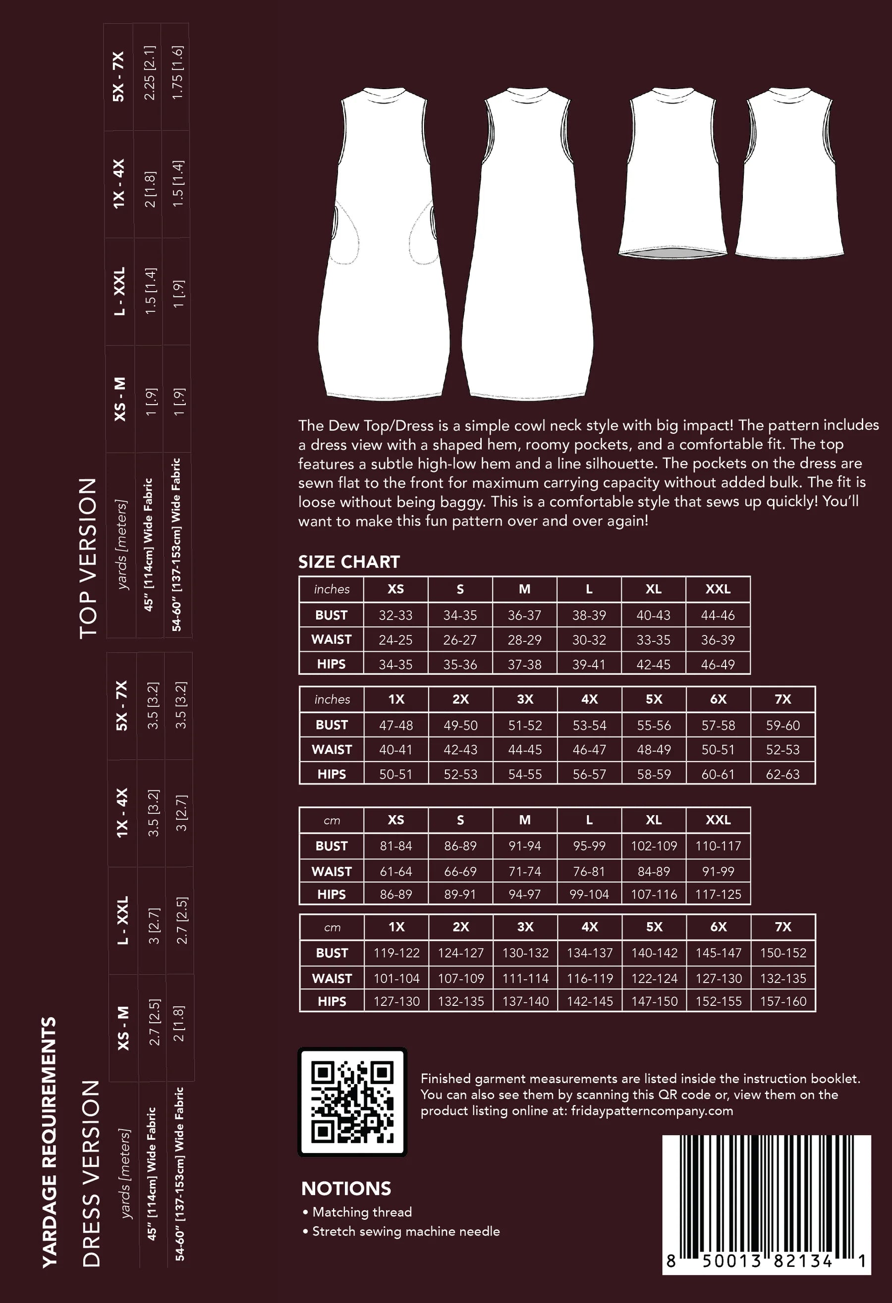 Friday Pattern Co., the Dew Top and Dress Pattern