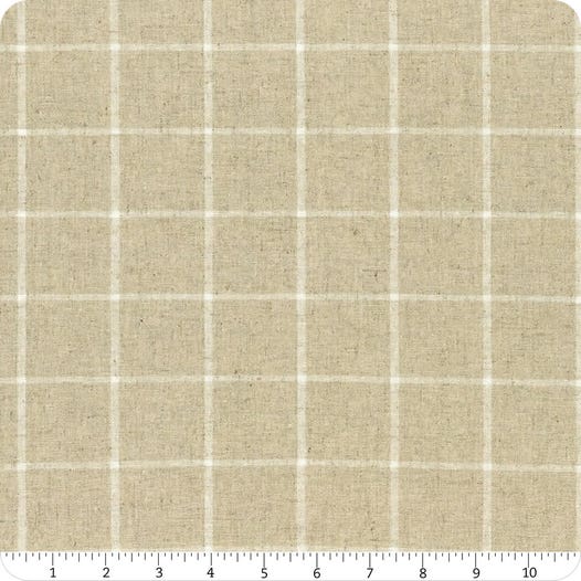 Essex Canvas, Linen-Cotton Window Pane Fabric, Natural, 1/4 yard