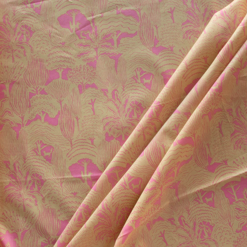 Birch Organic There was a Fox by Emily Isabella, Cotton Lawn, Fox Toile Chalk Pink , 1/4 yard