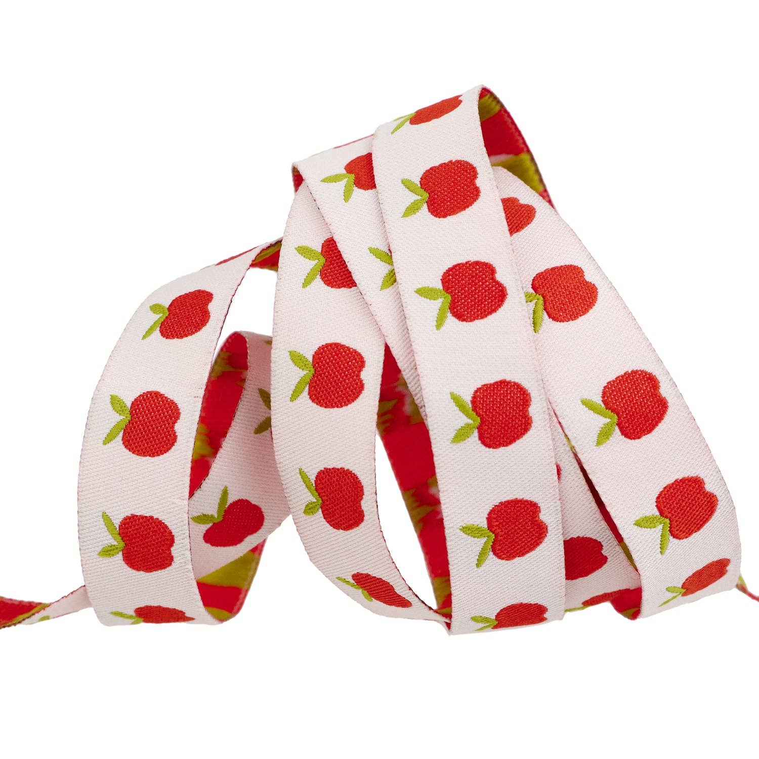 Ribbon, Catnap by Alexia Abegg - Apples in Natural - 5/8" width, one yard