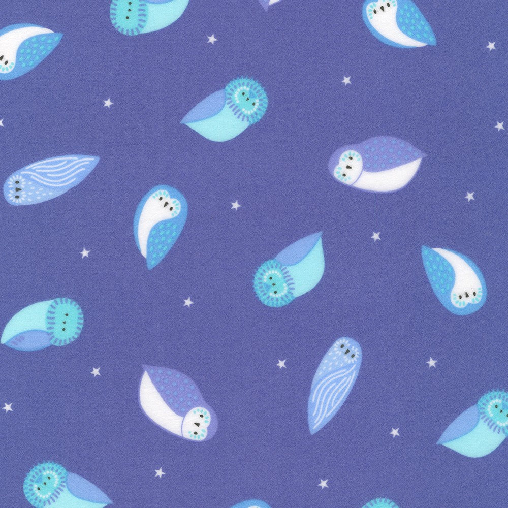 Remnant 13925, Gentle Night Flannel, Scandi Animal, Owls, 2.5 yards bolt end