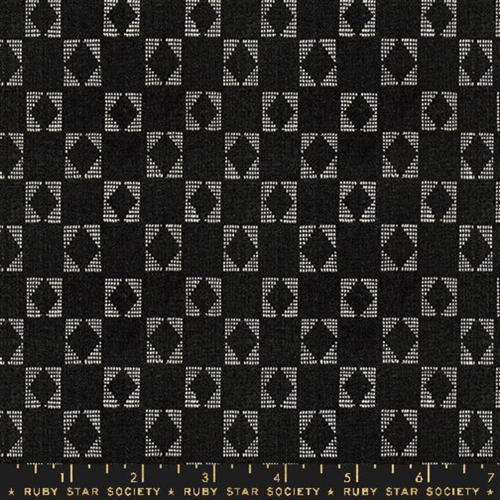 Remnant 111025 Ruby Star Society, Ooh Lucky Lucky Warp and Weft Wovens, Jacquard Black, 1.6 yard bolt end