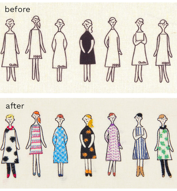 "100 Ladies" Printed Japanese Embroidery Cloth