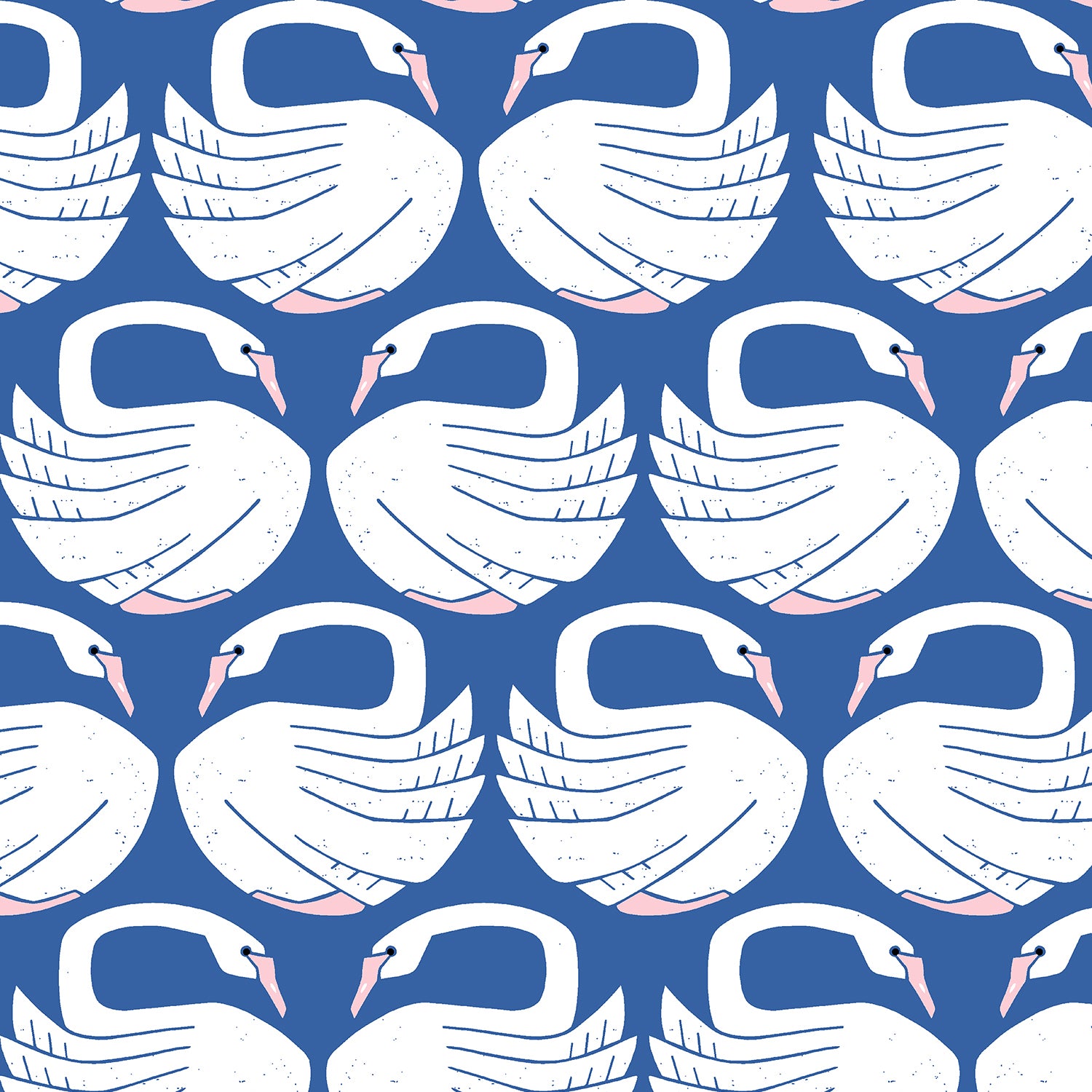 On a Spring Day, Loving Swans Blue Canvas Fabric, 1/4 yard