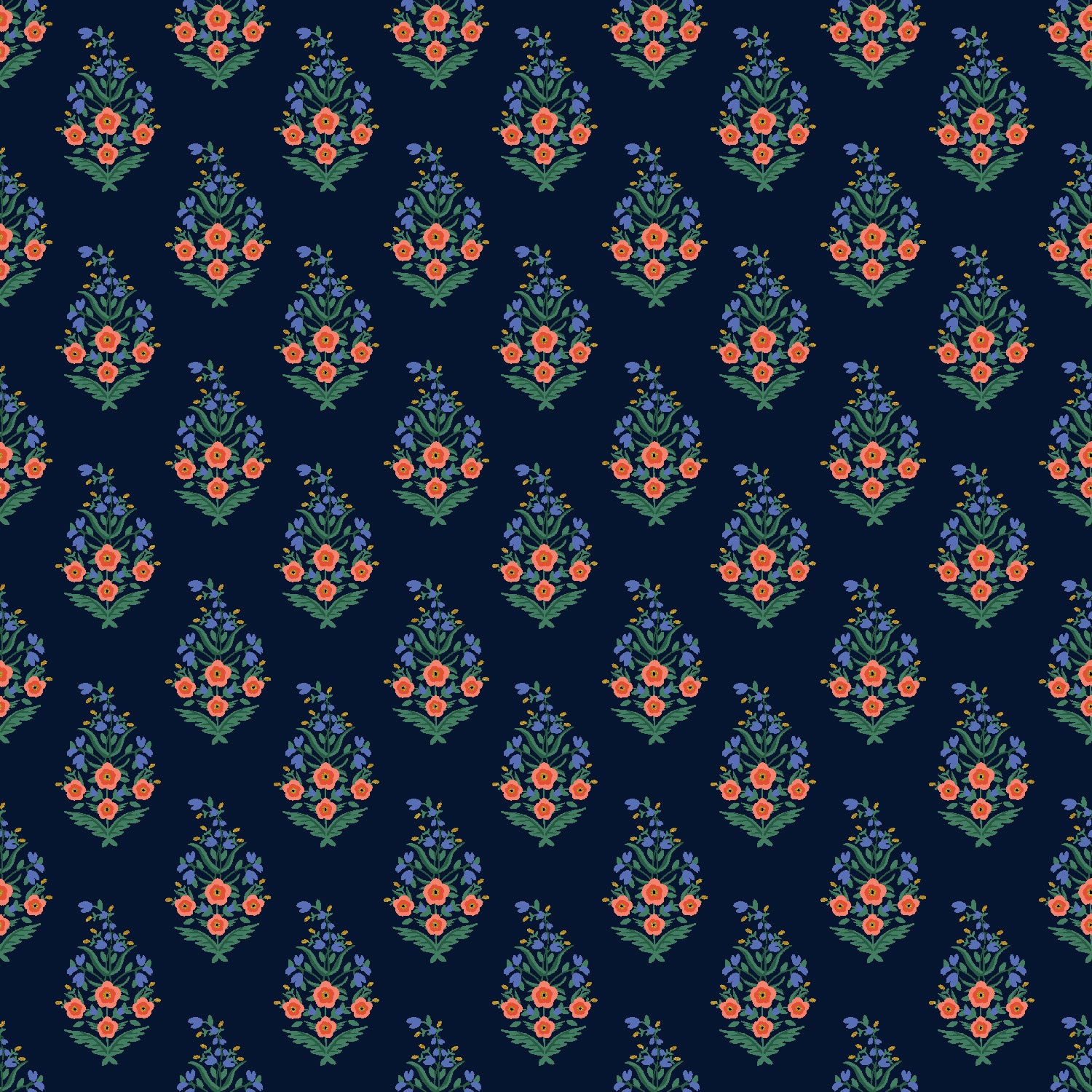 Rifle Paper Co. Vintage Garden - Paisley - Navy Metallic Fabric, 1/4 yard