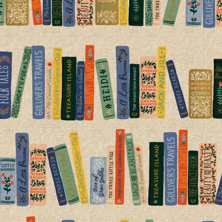 Rifle Paper Co, Curio - Book Club - Natural Unbleached Metallic Canvas Fabric, 1/4 yard