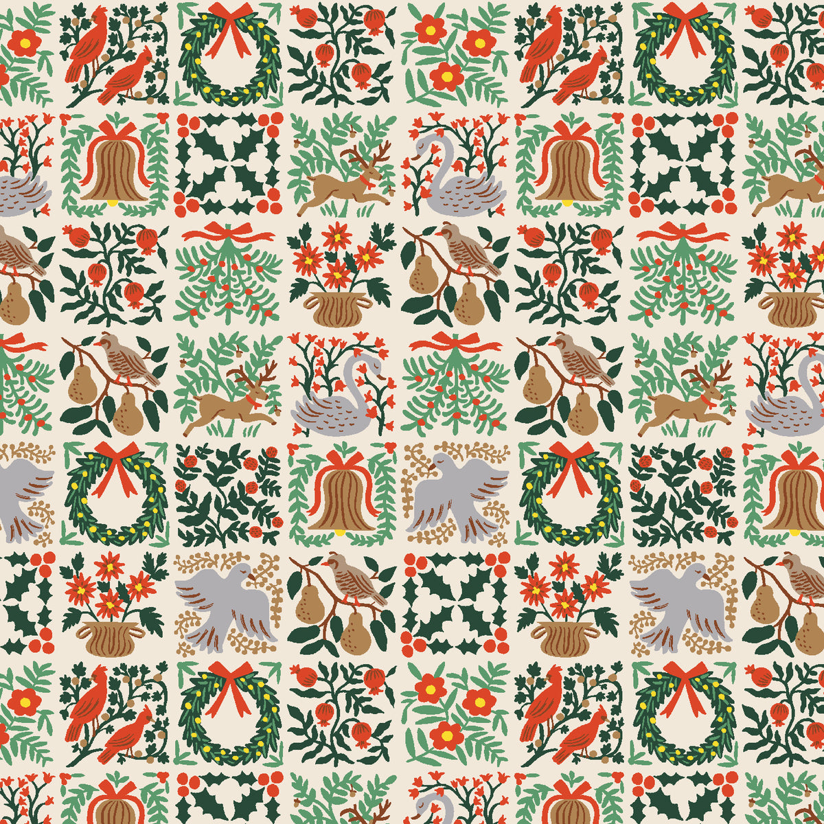 Rifle Paper Co, Holiday Classics - Holiday Tapestry - Cream Fabric 