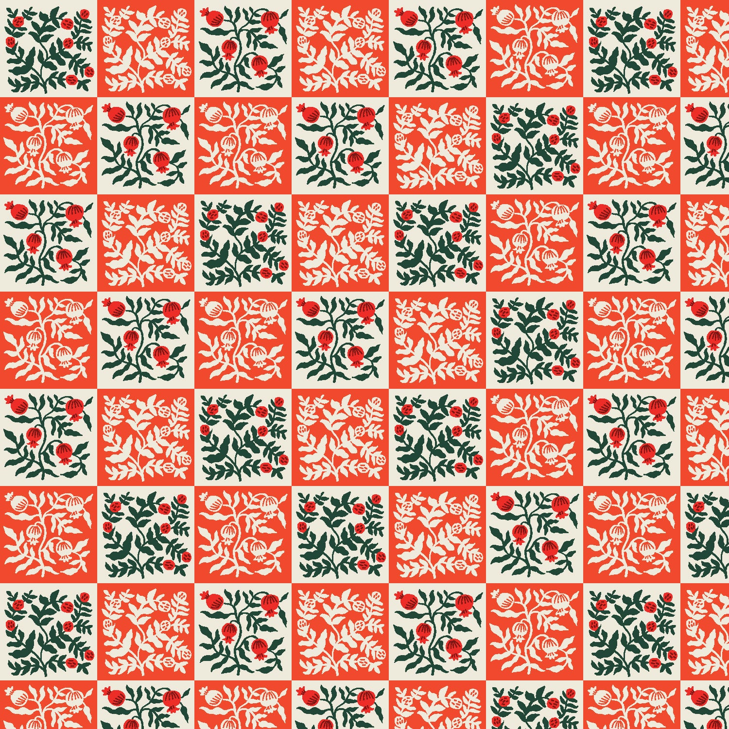 Rifle Paper Co, Holiday Classics - Yuletide Floral - Red Fabric, 1/4 yard