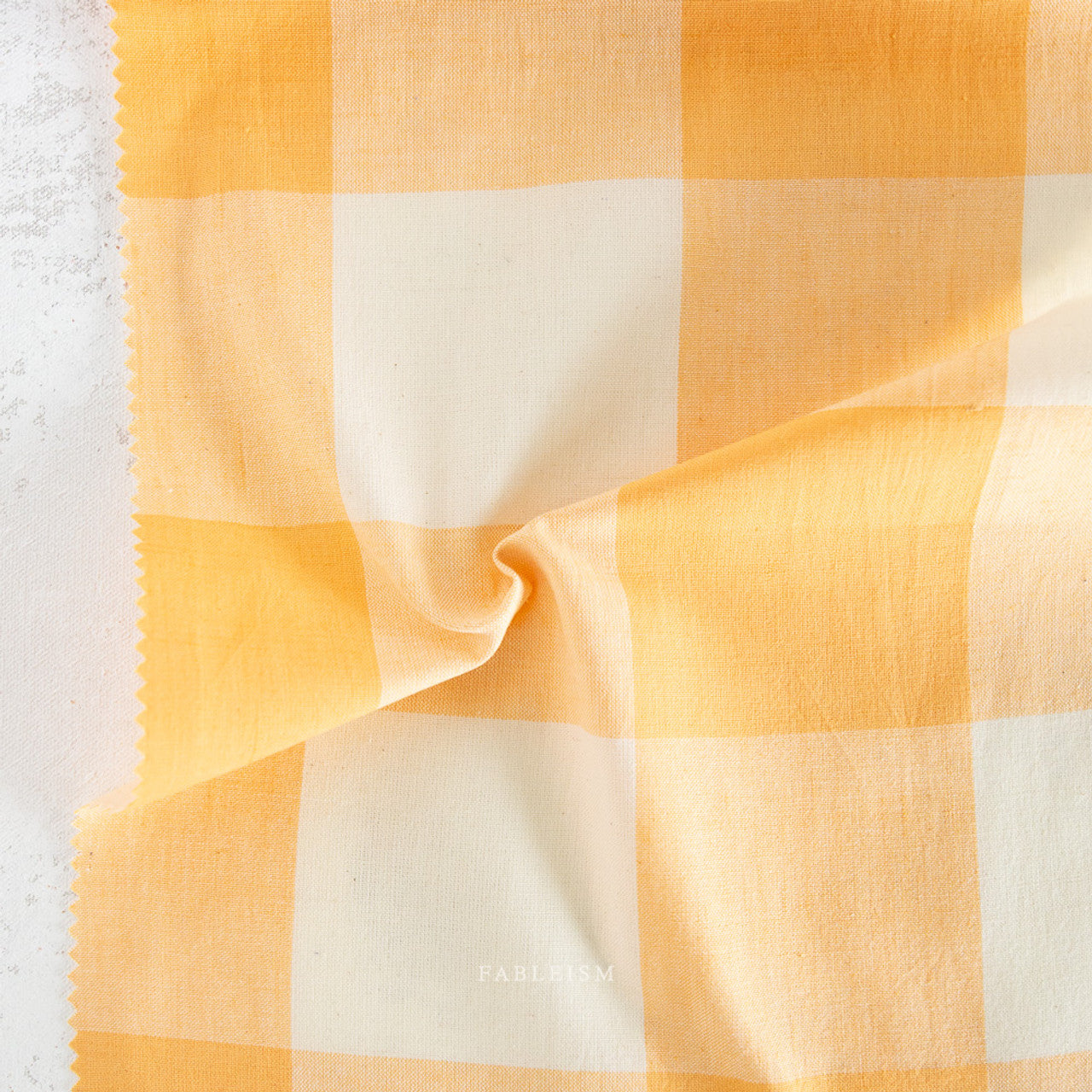 Remnant 11125 Fableism Swedish Holiday, Goldenrod Large Check , 1.7 yard bolt end