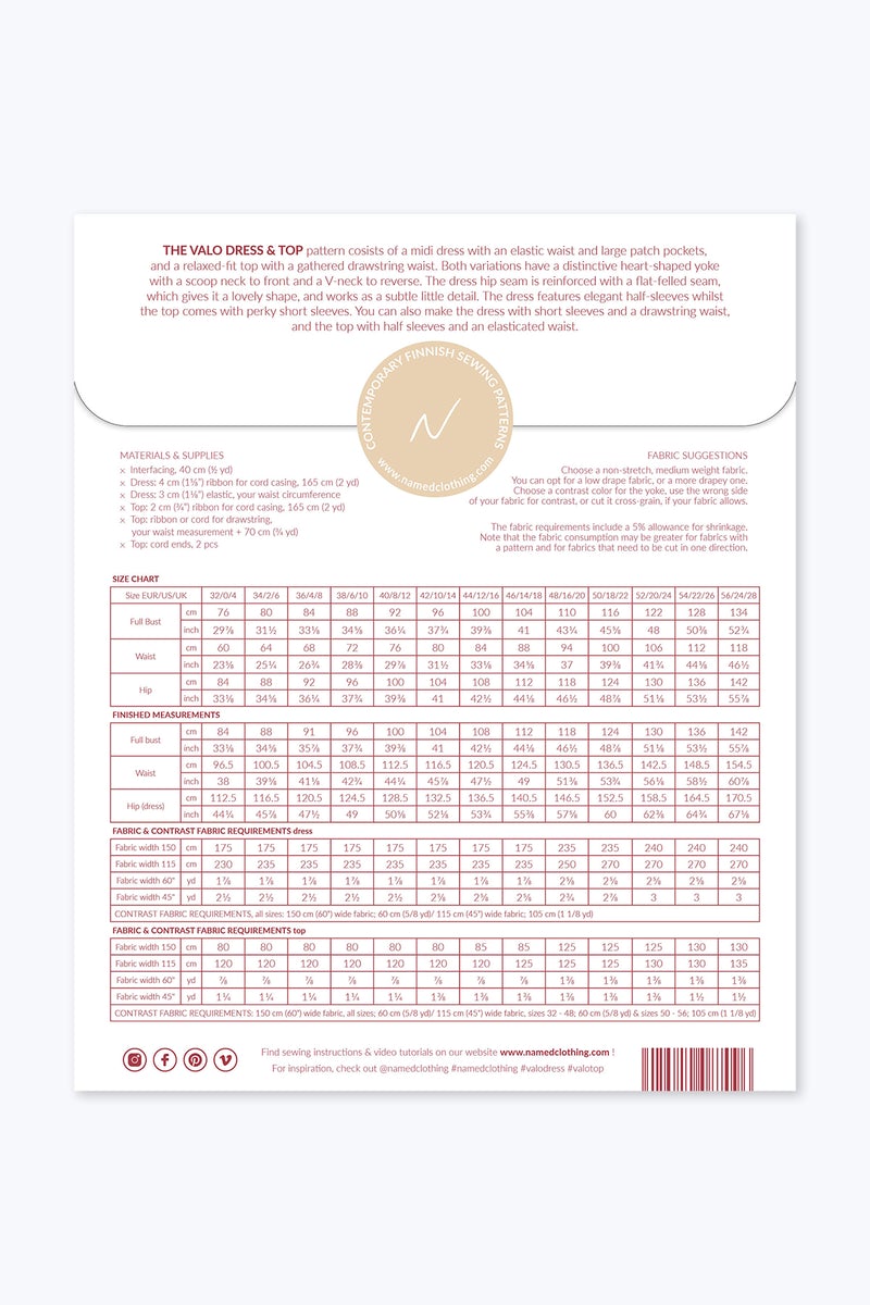 Named Clothing, Valo Dress or top, Digital PDF Pattern
