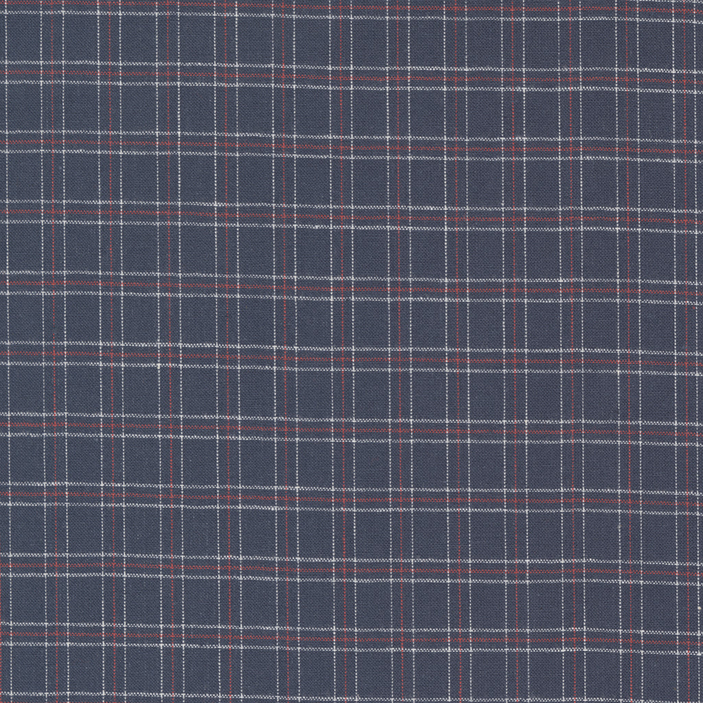 Isabella Wovens- Red and white windowpane check on denim blue, 1/4 yard