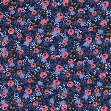 Rifle Paper Co., Les Fleurs- Rosa-Navy,  1/2 yard - Lakes Makerie - Minneapolis, MN