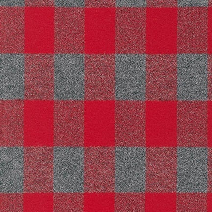 Mammoth Cotton Flannel Fabric, Buffalo, Check- Red and Grey, 1/2 yard - Lakes Makerie - Minneapolis, MN
