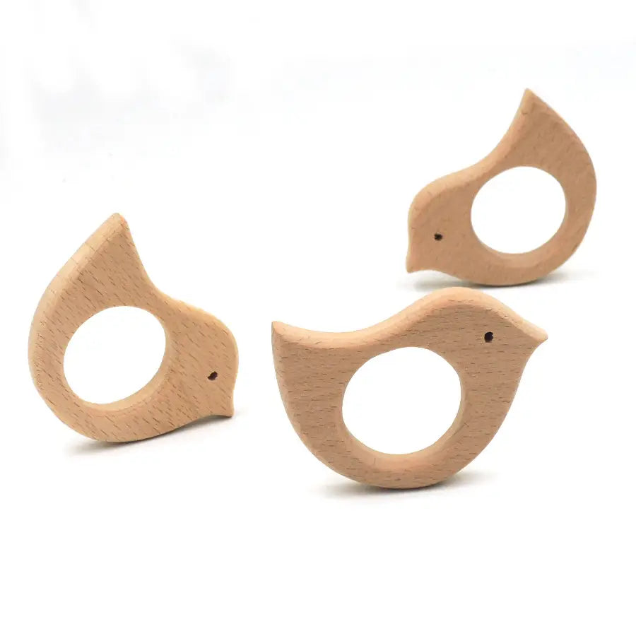 Wooden Baby Teether, hedgehog, elephant, bird or star