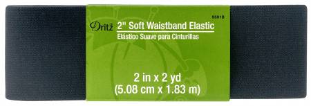 Dritz Soft Waistband Elastic, 1.5" or 2" wide, 2 yard packet, white or black