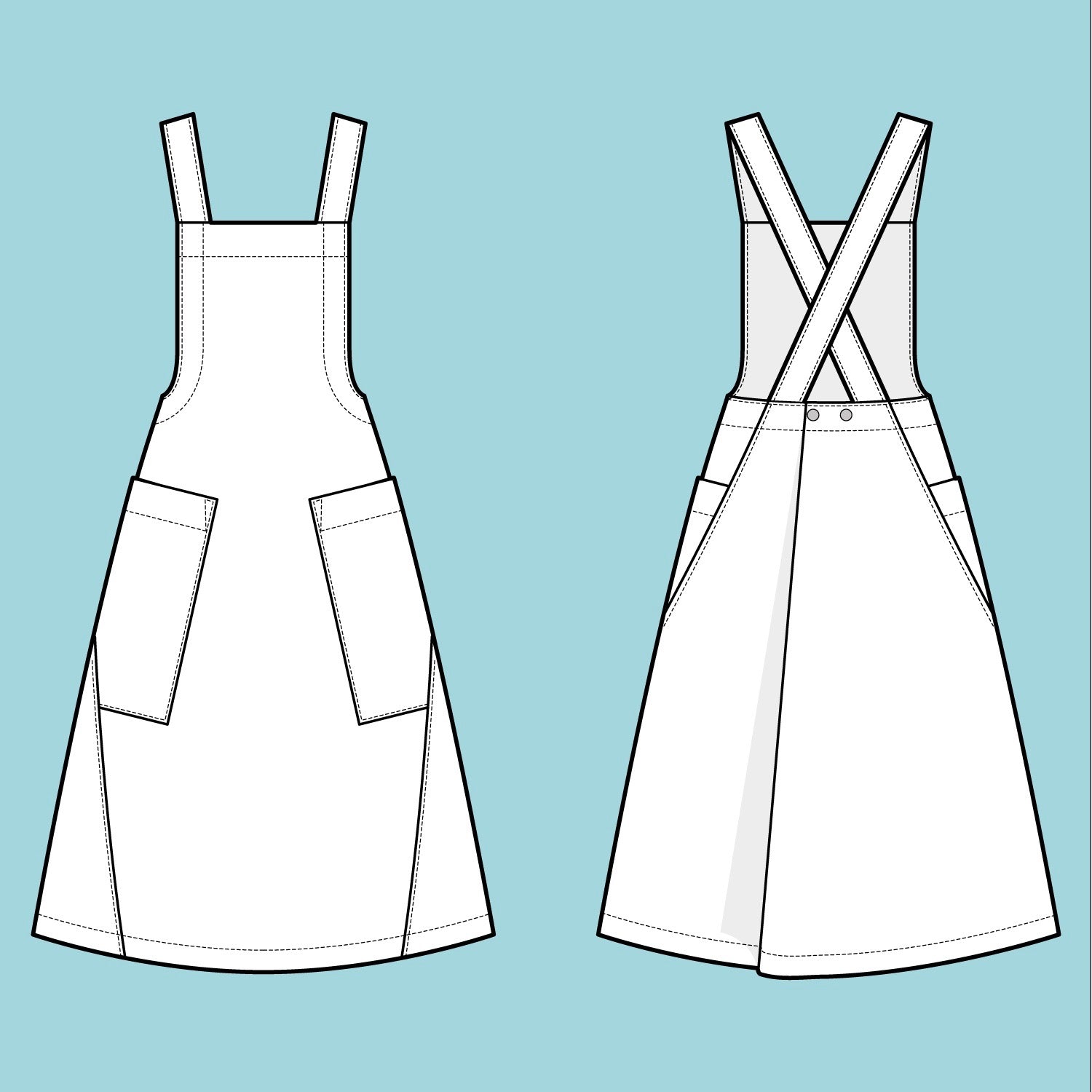 Assembly Line, Apron Dress Pattern, Two Size Ranges, Sweden