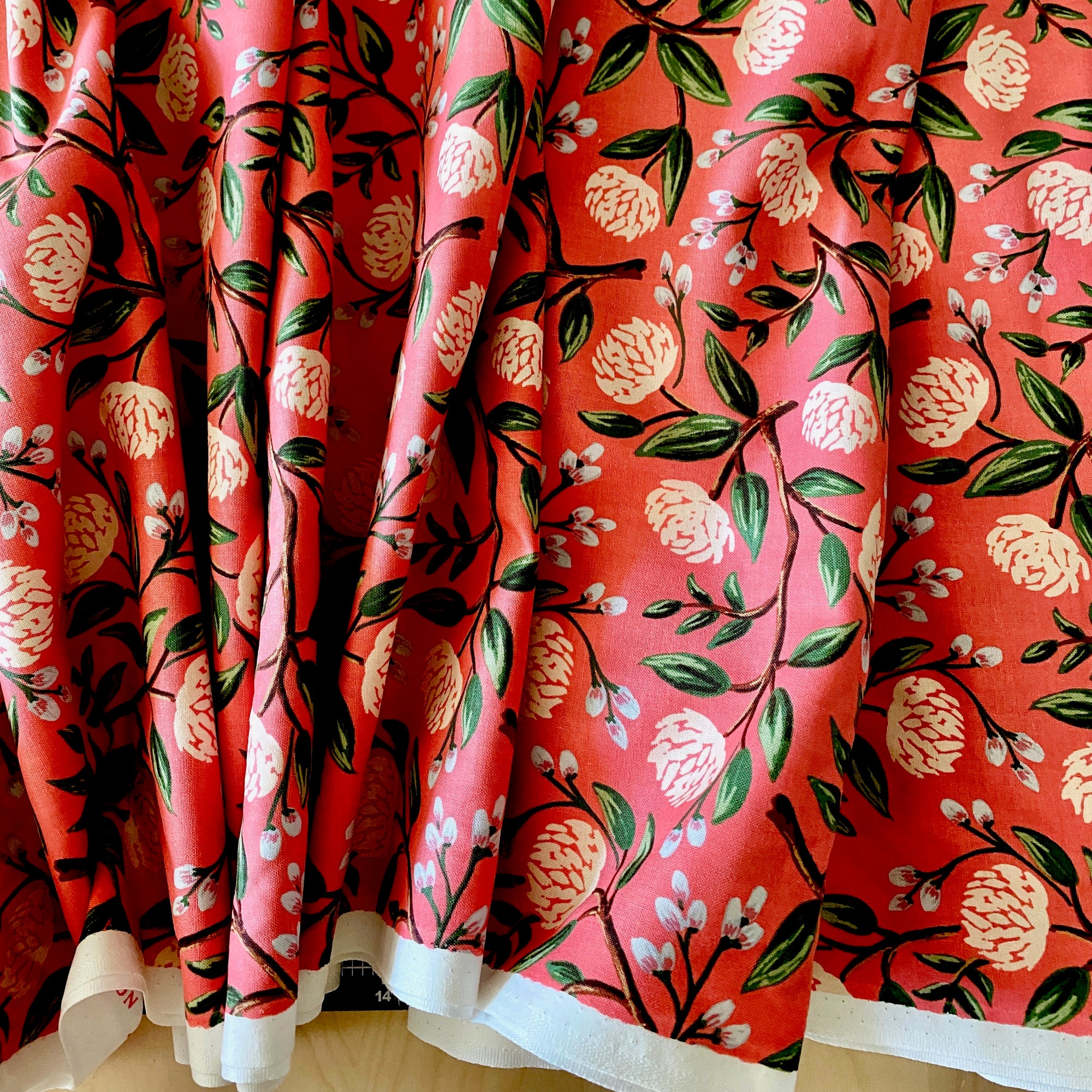 Rifle Paper Co., Wildwood Peonies Pink Fabric, 1/4 yard