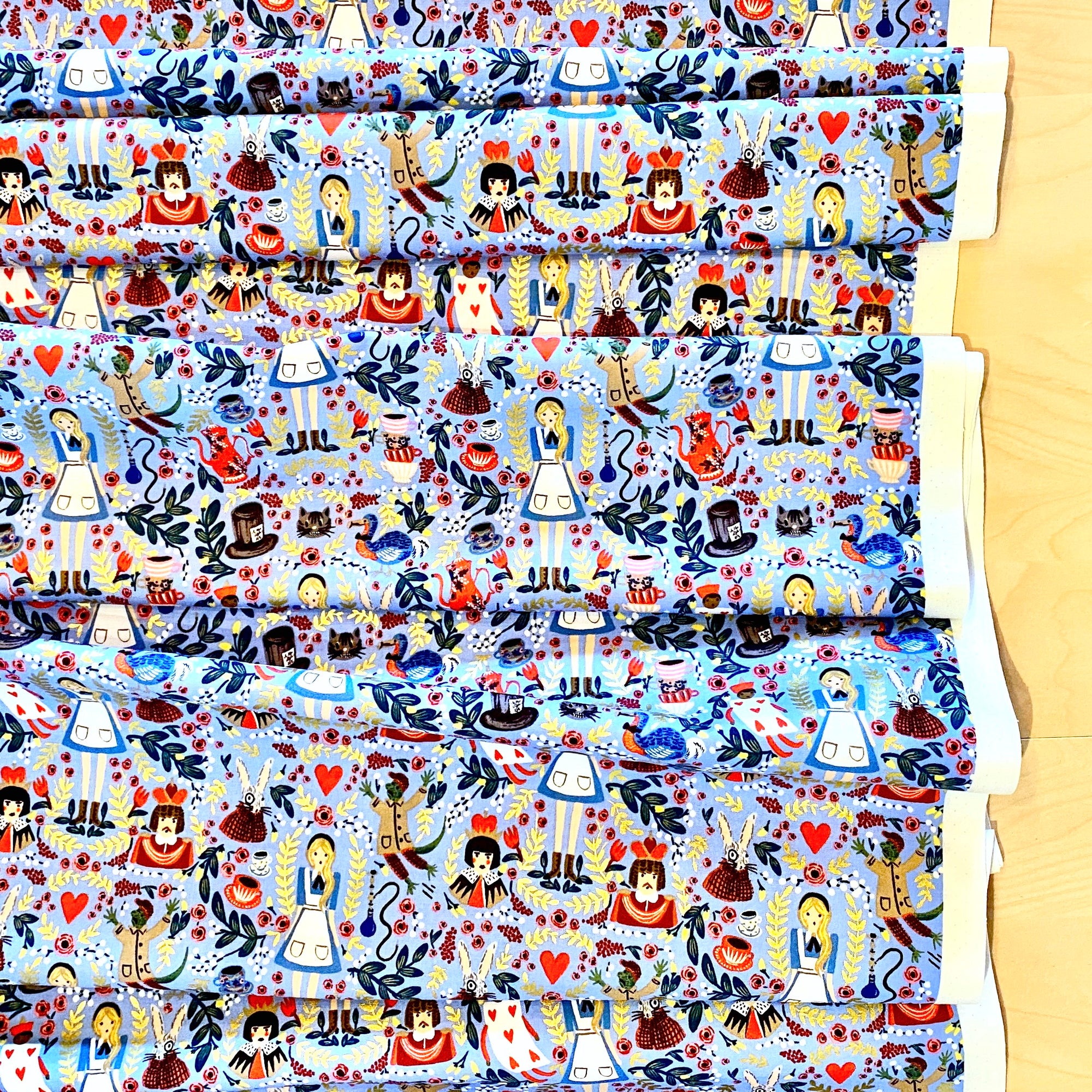 Rifle Paper Co., Wonderland - Periwinkle Metallic Fabric, 1/4 yard