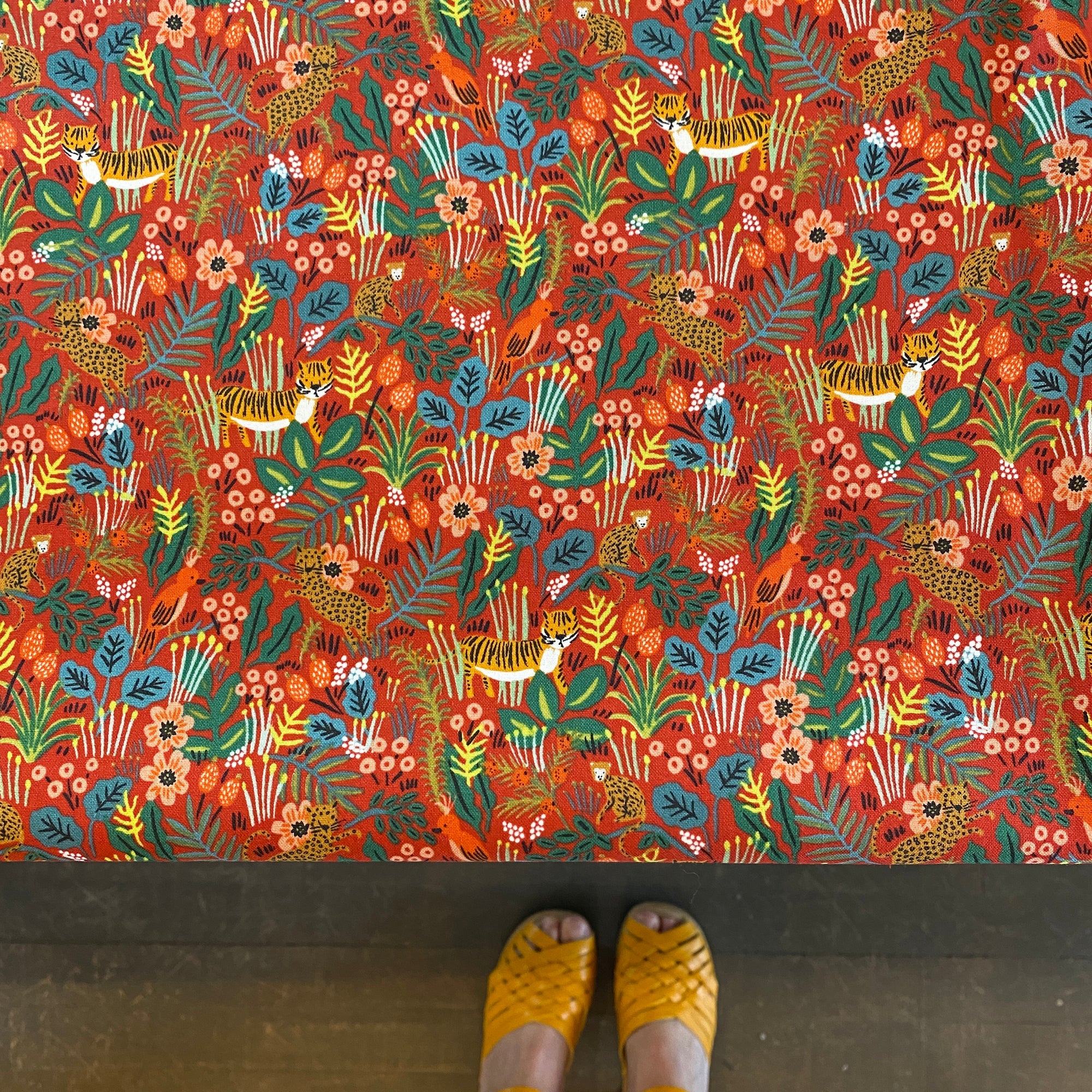 Rifle Paper Co. Menagerie -Jungle - Red Fabric, 1/4 yard