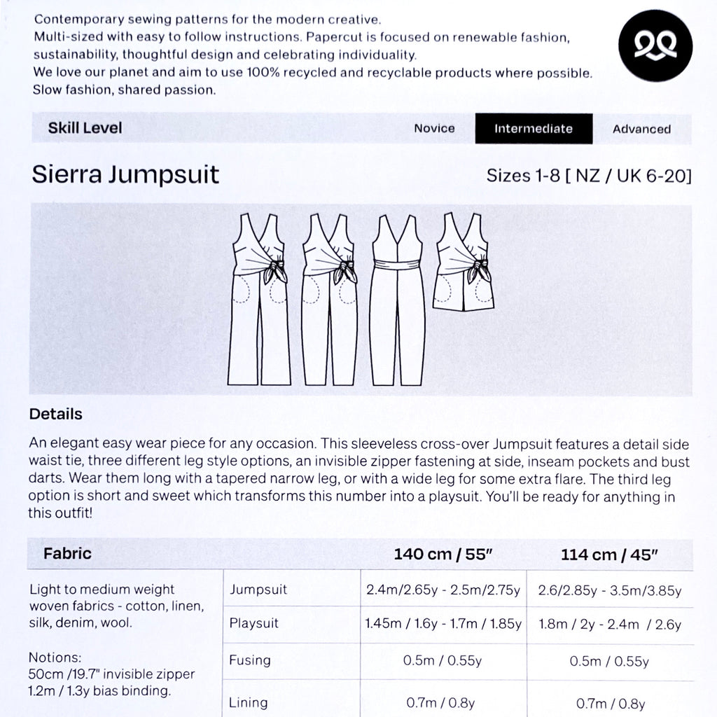 Papercut (Updated), Sierra Jumpsuit Pattern