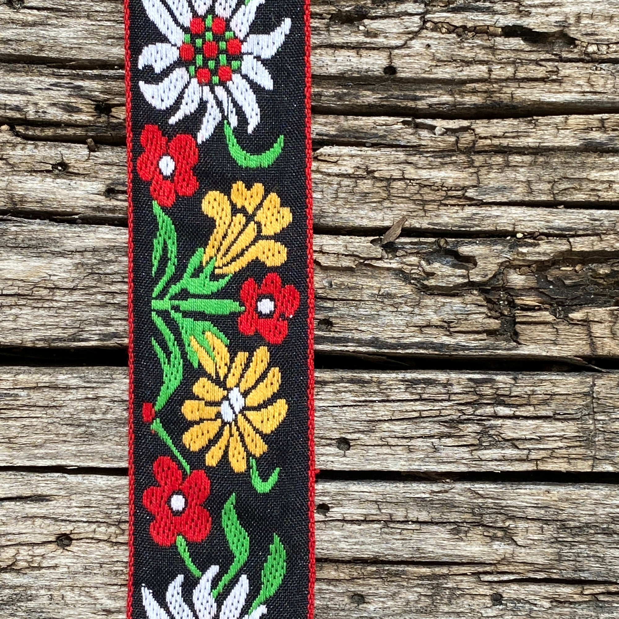 Vintage Jacquard Alpine Floral Trim, 1/2 yard, multiple colorways
