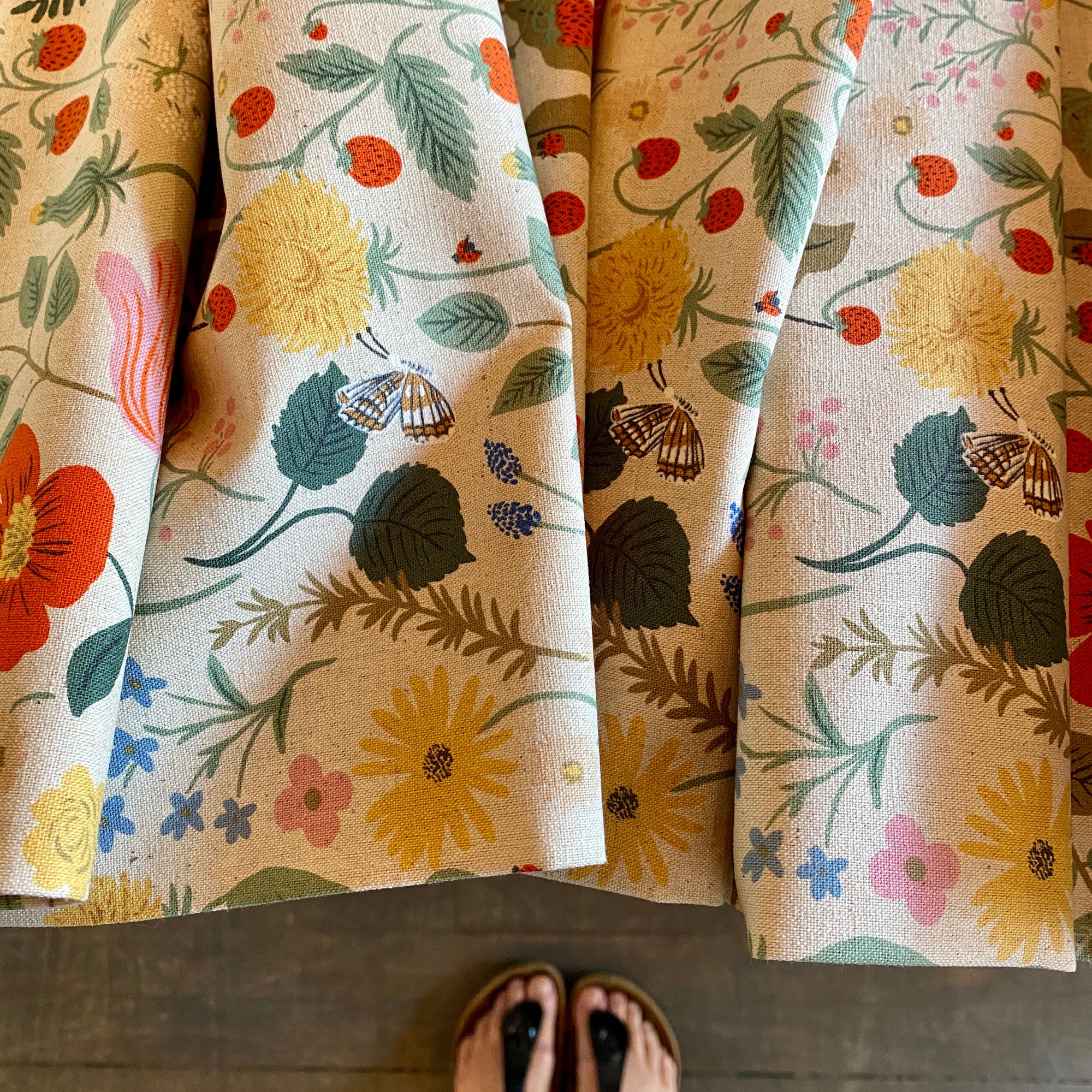 Rifle Paper Co. Strawberry Fields - Strawberry Fields - Linen Unbleached Canvas Fabric, 1/4 yard