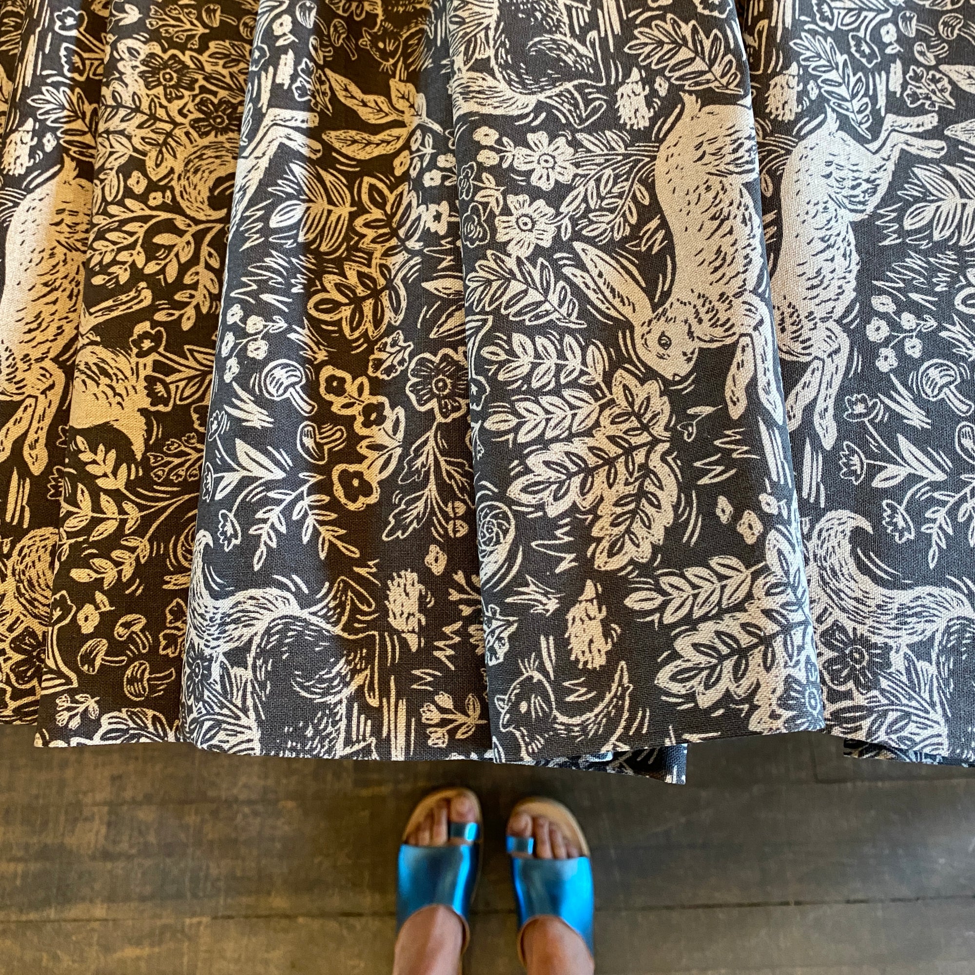 Rifle Paper Co., Wildwood Fable Grey Canvas Fabric, 1/4 yard