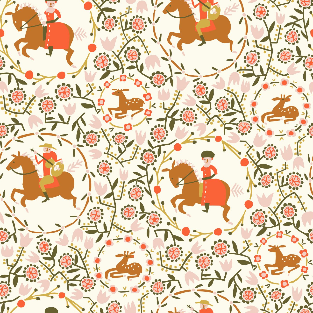 Little House Cottons, Lumpy Garden, Afternoon Trot Tomato, Organic Cotton Poplin fabric, 1/4 yard