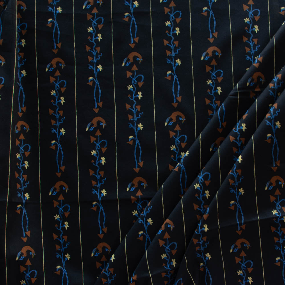 Birch Organic There was a Fox by Emily Isabella, Cotton Lawn, Fox and Squash Black, 1/4 yard