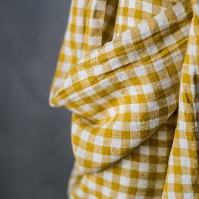 Merchant & Mills, European Laundered Linen, "Penzance" Mustard and Ivory Check, 1/4 yard