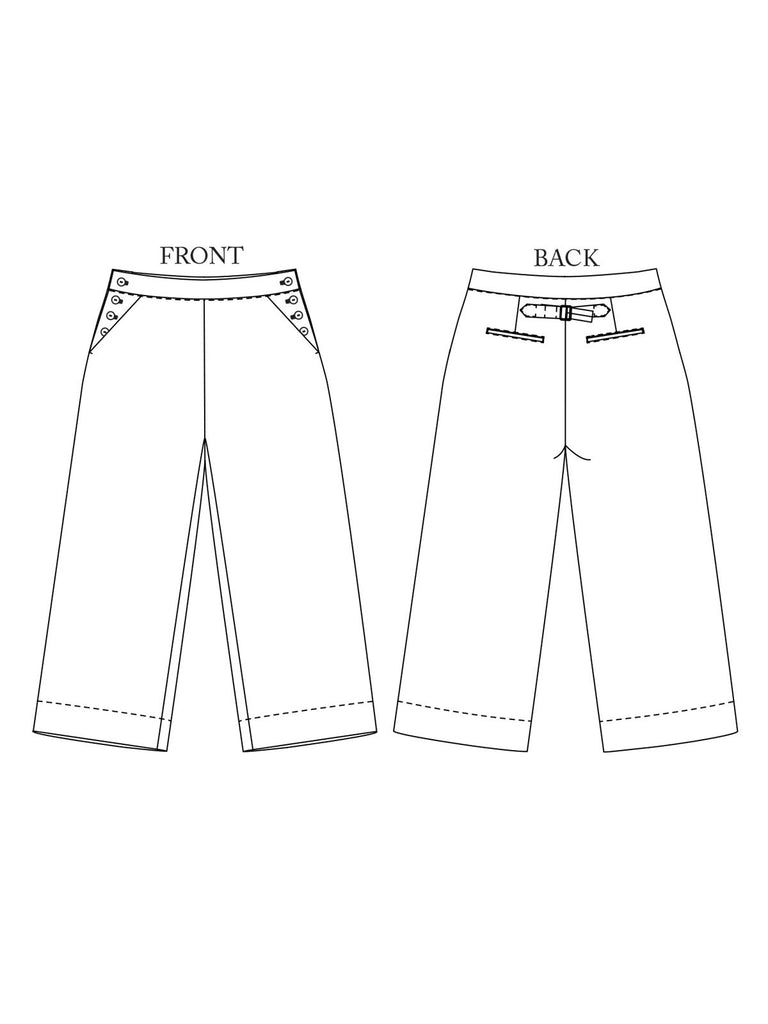 Merchant & Mills, Quinn Sailor Trousers PDF Pattern, two size ranges, with or without PDF printing