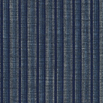 Sevenberry Nara Homespun Cotton Fabric, Blue Stripe on Indigo, 1/4 yard